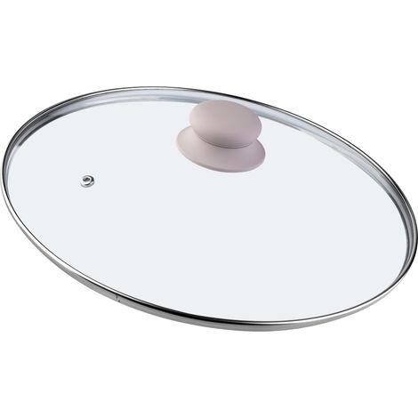 KADAX Glasdeckel mit Griff aus Silikon, Deckel mit Dampfloch, 26 cm, beige (1/5)