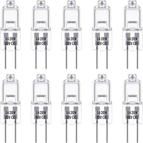 G4 halogenlampor, 12V 20W, varmvit 3000K, 350LM, dimbar, klar, 10 st. (1/4)