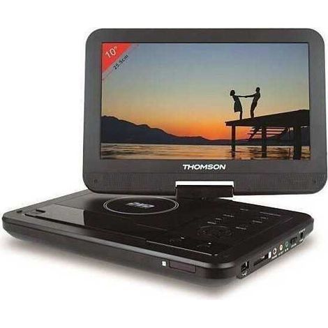 Reproductor de DVD portátil THOMSON THP360 pantalla LCD a color orientable de 10 pulgadas USB SD Negro