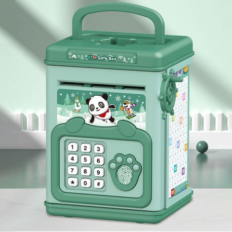 Tirelire pour enfants avec lecteur d'empreintes digitales, instructions de mot de passe illustrées, tirelire électronique, verte. (1/5)
