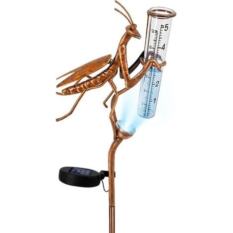 Garden rain gauge, garden decoration, frost-resistant, with stem, 61 cm high, glass rain gauge on garden stake, for yard, patio, lawn, landscape (1/5)