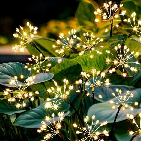 Lampe Solaire Exterieur Jardin 2 Pièces 80LED Feu d'artifice Solaire, 8 Modes Éclairage Extérieur Luciole Solaire, Étanche Lumière Solaires pour Jardin Pelouse Terrasse Noël (1/5)