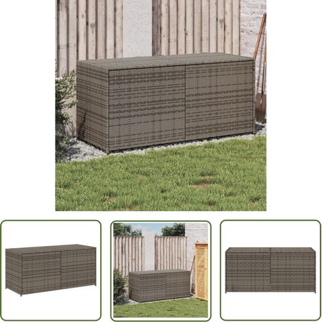 The Living Store Boîte de rangement de jardin gris 283L résine tressée - Boîte De Rangement Jardin - Coffre De Jardin - Rangement Extérieur - Résine Tressée - Polyrotan (1/5)