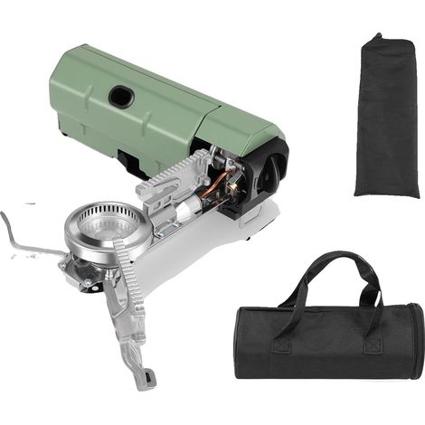 Réchaud à gaz de camping, contrôle de flamme réglable, design portable, vert (1/2)