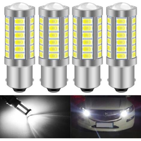 Ampoules LED UlisemWhite 1156 BA15S P21W 5630 33SMD pour clignotants, feux de recul, feux de freinage, feux antibrouillard, 12-30 V, 3,6 W (4 pièces)