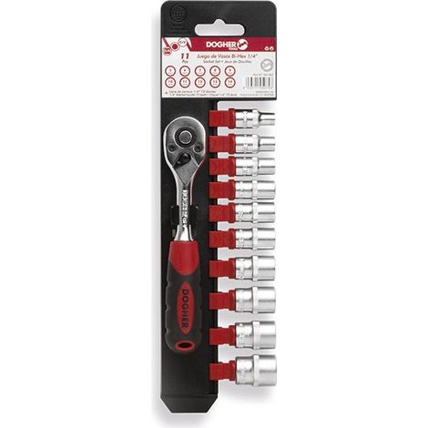 Jeu de 11 douilles bi-hexagonales 1/4 DOGHER 501-061