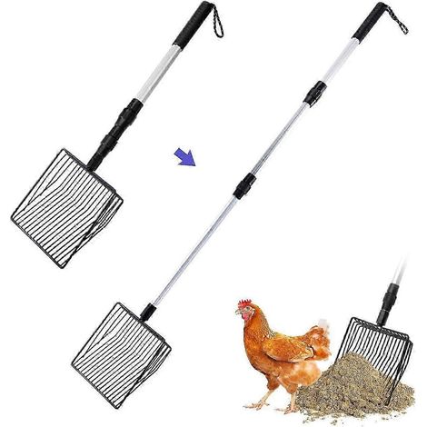 Pelle à déjections de poule extensible 3 en 1, accessoire pour poulailler, tamis (22,4 à 50 pouces) (1/5)