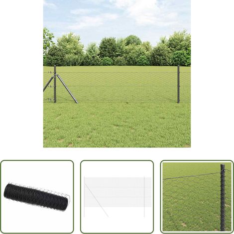 vidaXL Terrassenzaun - Hexagonzaun Grau 0,4 x 10 m PVC (1/5)