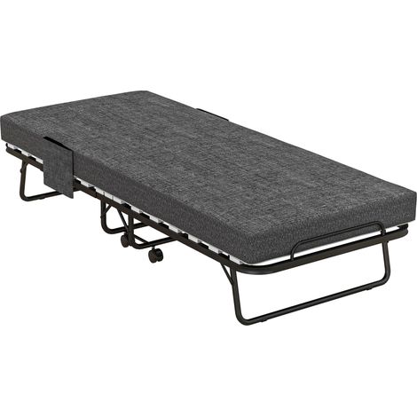 Klappbett, Matratze, 4 Rollen, Metallgestell, bis 150 kg, 190 x 80 x 42 cm, Dunkelgrau
