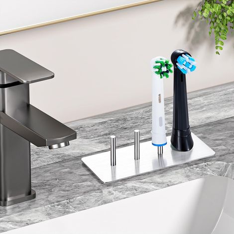 Toothbrush Head Holder, 4 Free Slots Electric Storage Organizer for Bathroom and Basin (Silver) (1/5)