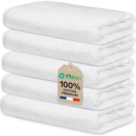 Cotton Hand Towels 30 x 50 cm White (1/5)