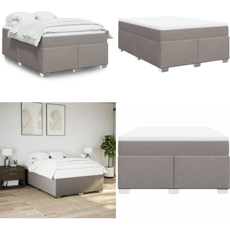 Sommier à lattes de lit avec matelas Taupe 140x190 cm Tissu - Sommier - Matelas à ressorts ensachés