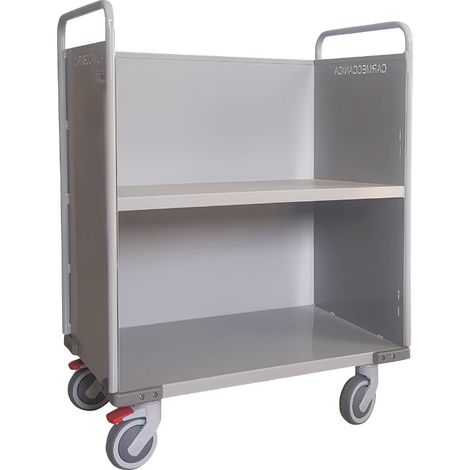 Carrello porta faldoni/fascicoli a due piani 50x80, piano intermedio inclinato e ruote ad alta silenziosità