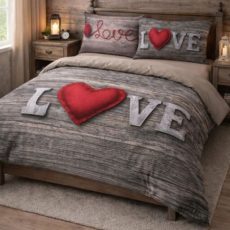COPRIPIUMINO DAISY CUORE LOVE SHABBY TIROLESE Cm. 200X200