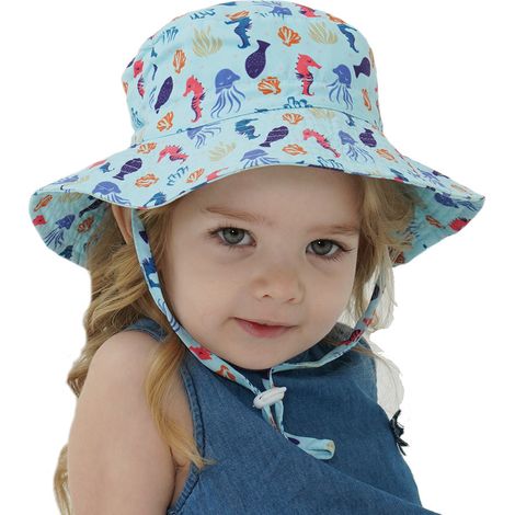 Chapeau de soleil bébé, protection solaire UPF 50+, idéal pour la plage et l'été. Chapeau bob pour bébé garçon et enfant. (1/5)
