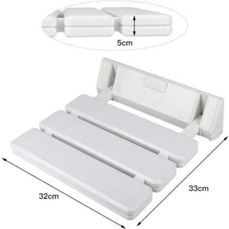 Sgabello da doccia pieghevole a parete, portata 130 kg, sgabello da doccia pieghevole, sgabello da bagno pieghevole, sgabello da parete pieghevole, bianco. (1/3)