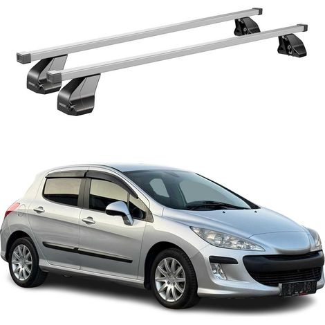 OMAC Dachträger Querträger Stahl für Peugeot 308 I 2007-2013 – Abschließbar – City-Crash-getestet – DIN 75302:2019 – ISO/PAS 11154:2006 – Max. 75 kg Silber (1/5)
