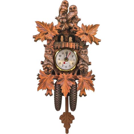 Horloge murale à piles avec hibou, horloge vintage à percussion, horloge suspendue avec minuteur et alarme, pour salon et bureau. Fonctionne sur piles.