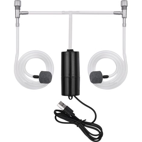 USB-Luftpumpe für Aquarien, kleine Sauerstoffpumpe mit 2 Luftdiffusoren und Aufhängungssystem für Aquarien und Outdoor-Angeln (1/5)