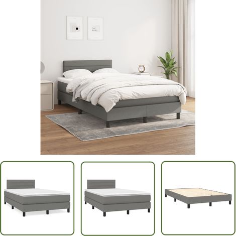 The Living Store Boxspringbett mit Matratze Dunkelgrau 120x200 cm Stoff - Boxspringbett - Doppelbett - Bettenrahmen - Matratze - Nachttisch (1/5)