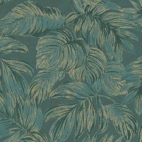 Papier peint nature Profhome 393401 papier peint intissé légèrement texturé avec des ornements floraux et des accents métalliques vert or 5,33 m2
