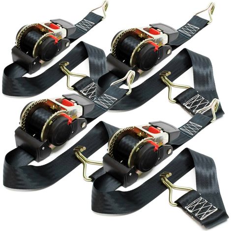 Jeu 4 sangles d’arrimage 3x50mm 750 daN pes traction avec tendeur à cliquet (1/5)