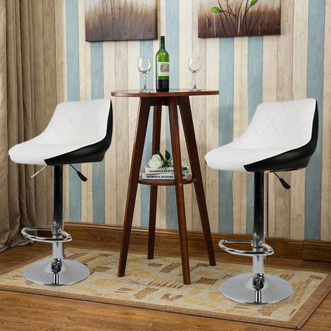 DazHom® Tabouret Chaise de bar à dossier en sergé, Le blanc avant le noir 2 pcs (1/5)