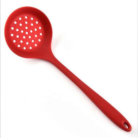 Cuillère à égoutter, passoire en silicone compatible pour la cuisine, 2 ustensiles antiadhésifs de qualité alimentaire (1/5)