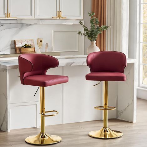Rouge Tabouret de bar design inclinable hauteur réglable 360° (1/5)