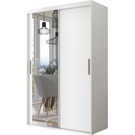 Armario Hederus, Blanco, 205x120x60cm, Puertas de armario: Correderas, Número de estantes: 4