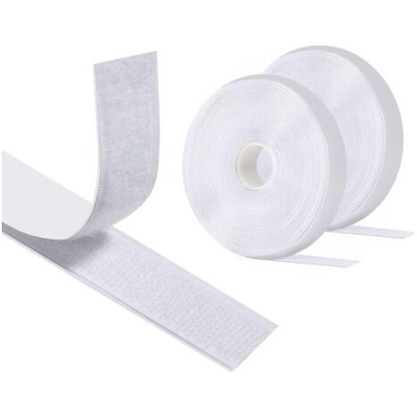 FENOPLASTICA8 M X 20 MM (Blanc) Scratch Autocollant Double Face , Hook Loop Rubans Ruban AdhéSif Puissant à Crochets Et Boucles pour La Couture (1/4)