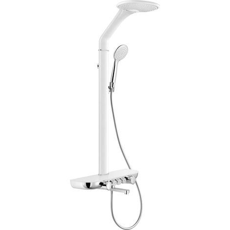 Mexen Blaze conjunto de ducha empotrado con ducha de lluvia y grifo, blanco/cromo - 78109-20 (1/2)