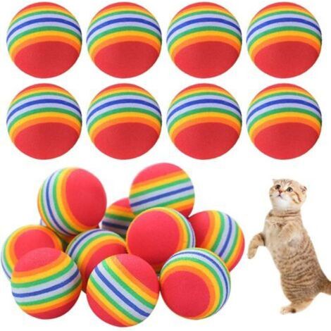 Balle Chat en Mousse, 20 Pcs Chat Jouets balles Boule d'arc-en-Ciel de Jouets de Chat Boule éponge en Mousse Souple pour Chiens et Chats pour Chiens Cat Play Exercise and Training