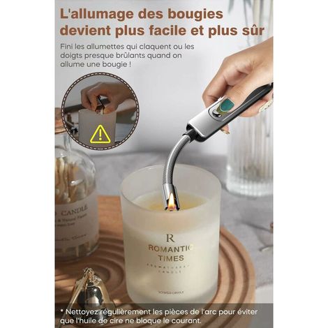 Elektrisches Kerzenfeuerzeug, per USB wiederaufladbares flammenloses Lichtbogenfeuerzeug mit 360-Grad-Hals, winddicht, für Kerzenfeuerzeug, Kamin, Küche, Grill, Camping, Gasherd