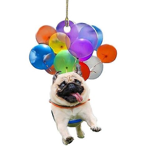 Ornement de voiture, pendentif chien mignon, ballon coloré, décoration pour animaux de compagnie, couronnes, portes, jardin, accessoires pour rétroviseur. (1/5)