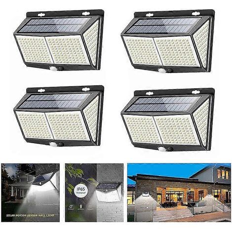 Lampe solaire extérieure à 288 LED avec détecteur de mouvement, projecteur de sécurité pour jardin ou applique murale, étanche IP65, grand angle de 270°, Scvvd (1/5)