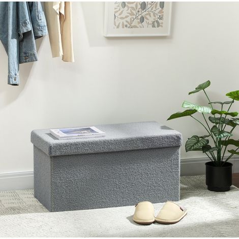 Sitzbank mit Stauraum faltbar 76x38x38 cm Dunkelgrau OKMYHOME