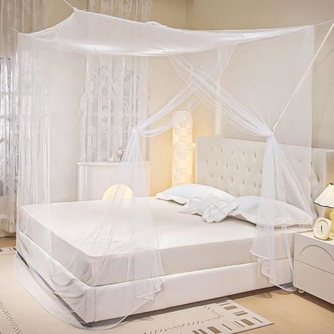 Moskitonetz für Betten, Moskitonetz für Doppelbetten, 200x200x220cm, quadratisches, mobiles Moskitonetz mit offener Tür für Einzel- und Doppelbetten (1/4)