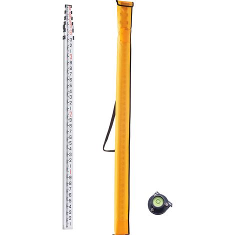 Mophorn Asta di grado in alluminio, strumento di misurazione telescopico a 6 sezioni da 18 piedi, asta di livellamento bifacciale in scala 1/10 piedi, asta di rilevamento in lega di alluminio. (1/5)