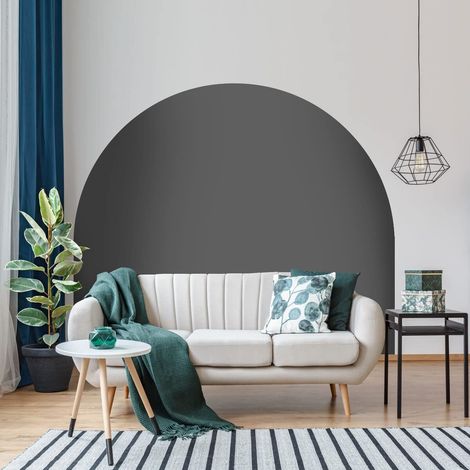 Autocollant Lit Tête de Lit Arche Stickers Muraux Papier Peint Demi Cercle pour Décoration Salon et Chambre L115 x H115 cm Gris Fonce (1/5)