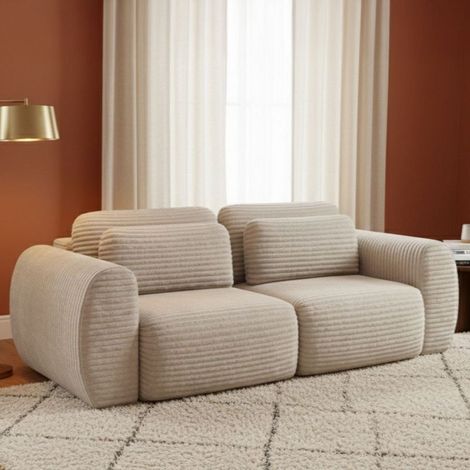 Sofá Cama 2 Plazas Golgi, Contenedor, Apertura de Libro, Reclinable, 266x121 cm Beige Claro (1/5)