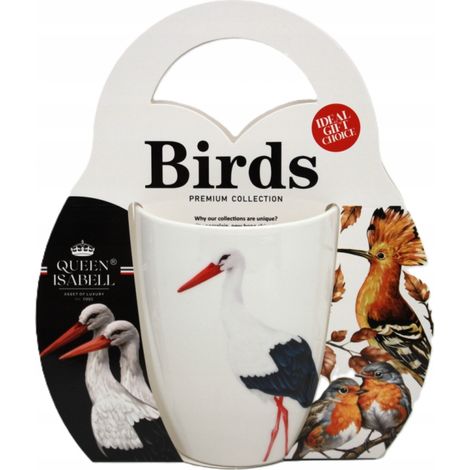 Tazza in porcellana con l'immagine di una cicogna, ideale come regalo. (1/5)