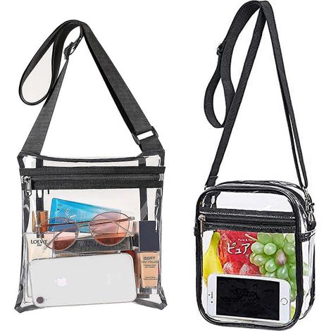 Sac transparent homologué pour les stades, avec poche avant, idéal pour les concerts, les événements sportifs et les festivals. (1/5)