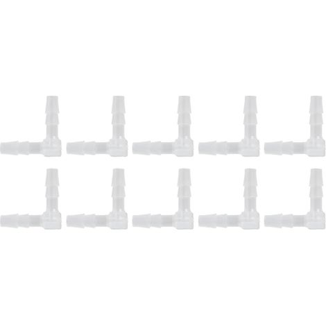 10 Pièces en Plastique Coude Tuyau Barbe 90 Degrés Coude Tuyau Barbe Raccord en Plastique en Plastique égal barbelé Joint Adaptateur (4mm) (1/5)
