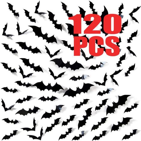 120 chauves-souris décoratives 3D pour Halloween, à monter soi-même. (1/5)