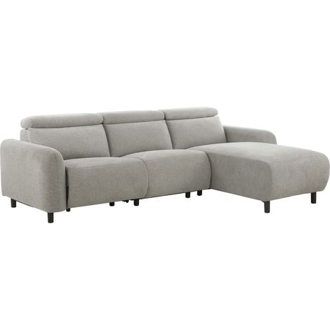 Canapé relax électrique 3 places méridienne D en tissu gris clair (1/5)