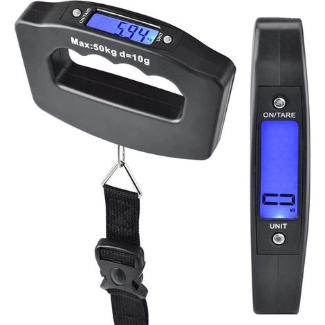 Balance numérique portable pour bagages (50 kg), mini-balance électronique avec fonction tare et écran LCD rétroéclairé, idéale pour la maison, la ferme, l'usine, la chasse et les activités de plein a (1/4)