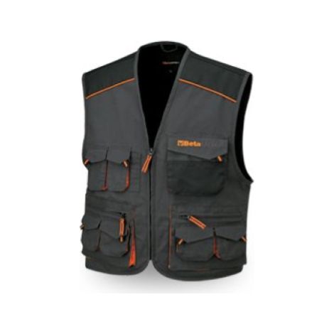 Beta gilet multitasche da lavoro in TC canvas 7907 tg L 52 grigio arancio