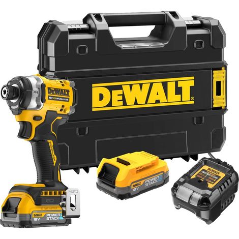 DeWalt DCF860E2T 18V XR Cordless Brushless Impact Driver - 2x 1.7Ah PowerStack Batteries, Charger & Tstak Case (1/5)