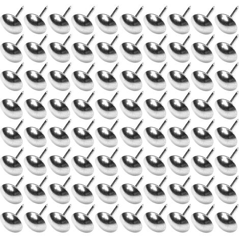 100x Clou tapissier 11mm chromé argenté décoratif Ameublement Canapé Fauteuil Lit Chaise Rénovation, finition nickel